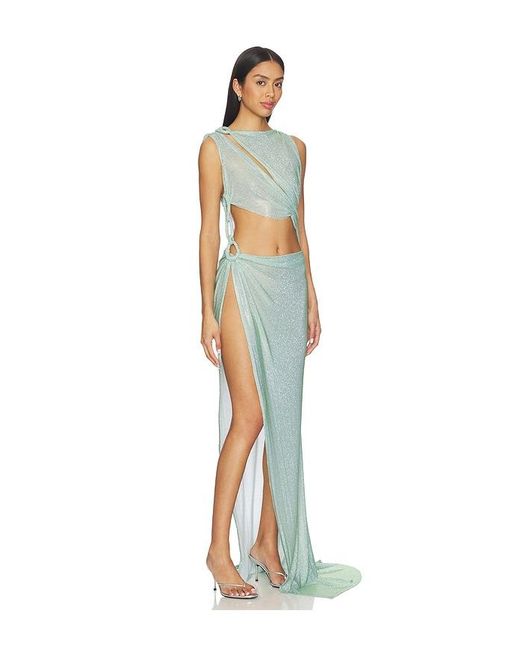 Bronx and Banco Blue Morocco Sleeveless Cutout Diamond Gown