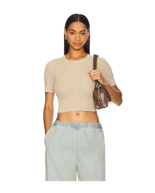 Enza Costa Multicolor Cropped Short Sleeve Sweater