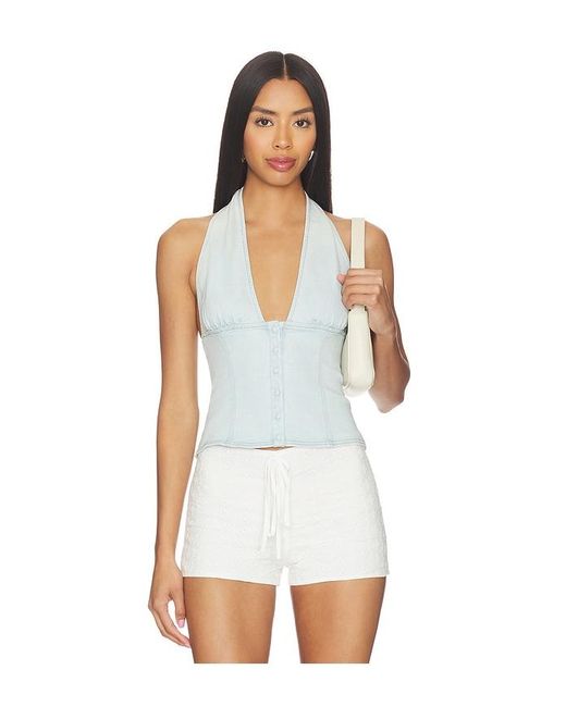 Free People White Ramona Denim Halter