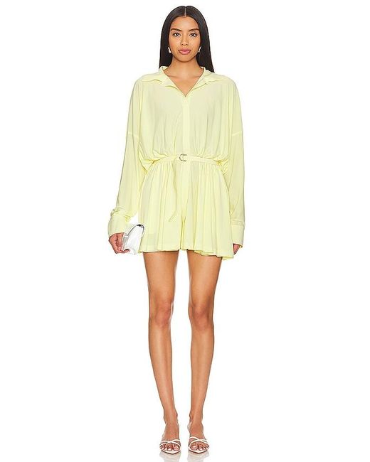 Norma Kamali Yellow X Revolve Super Oversized Boyfriend Shirt Mini Dress