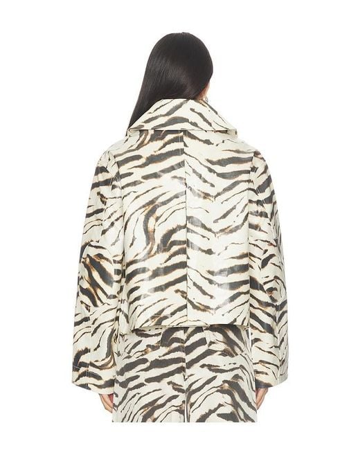 Ganni Multicolor Printed Laminated Cotton Canvas Barn Jacket