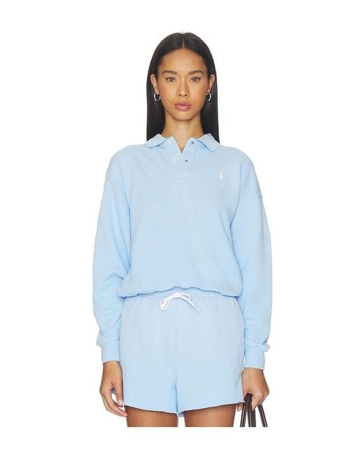 Polo Ralph Lauren Blue Island Fleece Polo Sweatshirt