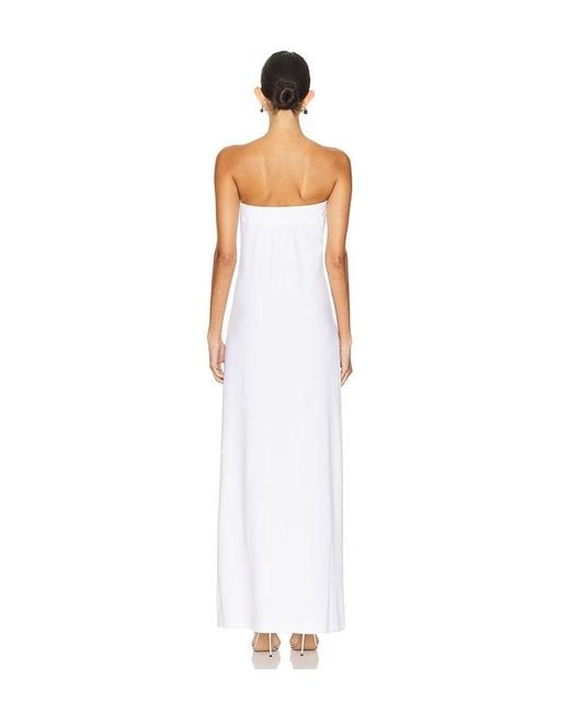 Norma Kamali White Strapless Tailored Side Slit Gown