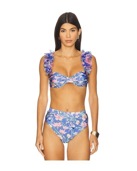 PATBO Orange Amaryllis Flutter Bikini Top