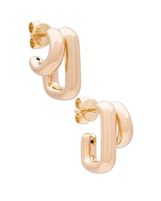 EF Collection White Double Gold Jumbo Huggie Earrings
