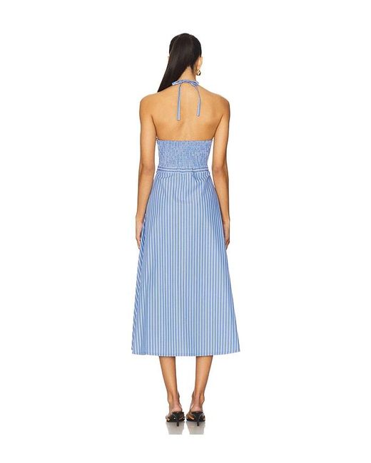 Central Park West Blue Kira Halter Shirt Dress