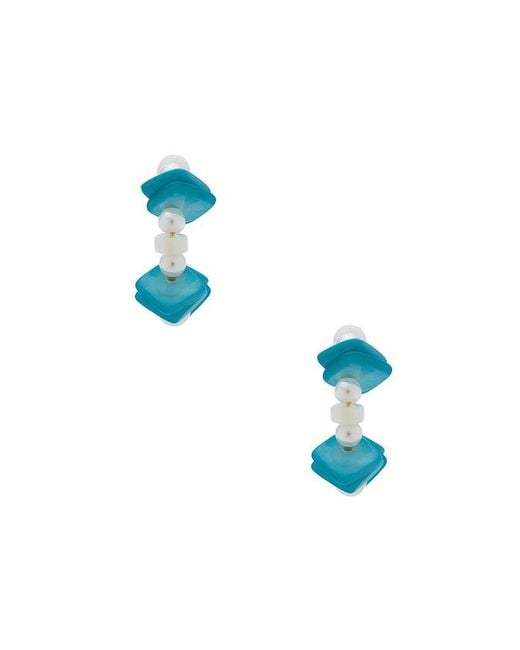 Lele Sadoughi Blue Beach Club Hoop Earrings