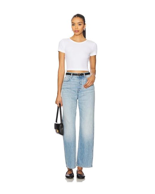 GRLFRND Blue Graham High Rise Straight Short Inseam
