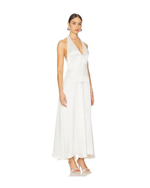 Shona Joy White Savanna Halter Open Back Maxi Dress