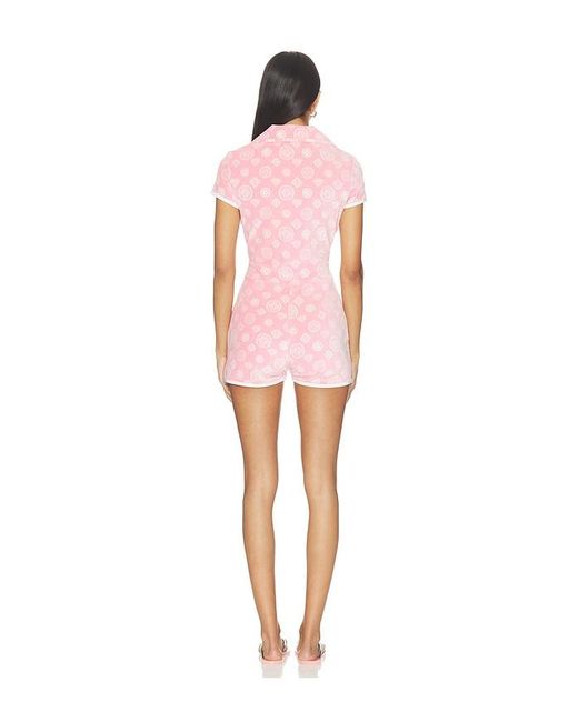 Casablanca Pink Velour Monogram Romper