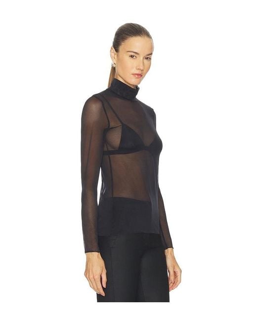 Commando Black Chic Mesh Long Sleeve Turtleneck