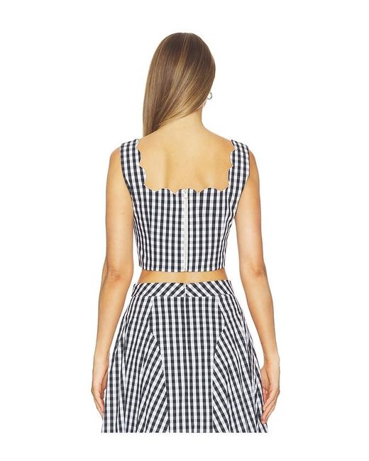 MILLY White Mia Gingham Top