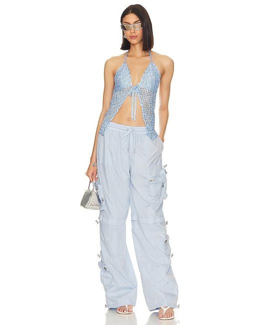 Lovers + Friends Blue Arian Halter Tie Top