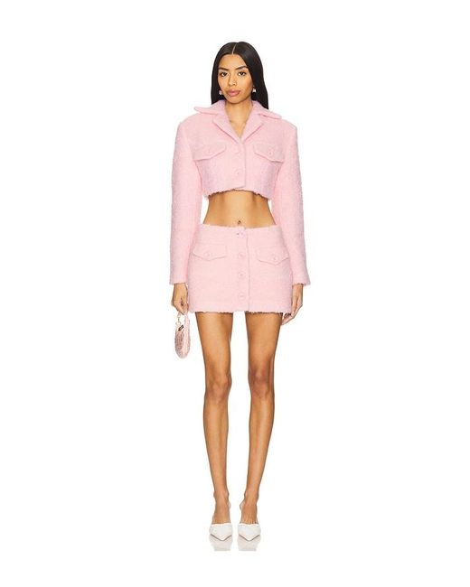 YUHAN WANG Pink Fluffy Buttoned Mini Skirt