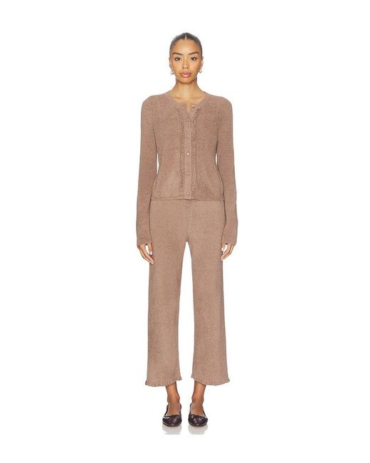 Barefoot Dreams Natural Cozychic Ultra Lite Rib Ruffle Hem Ankle Pant