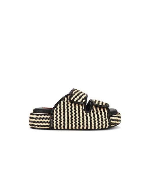 Simon Miller Black Stripe Raffia Cro Slide