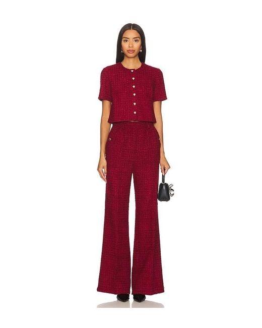 Amanda Uprichard Red Tweed Wide-Leg Pants