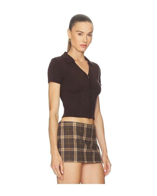 GUIZIO Brown Calesia Zip Up Top