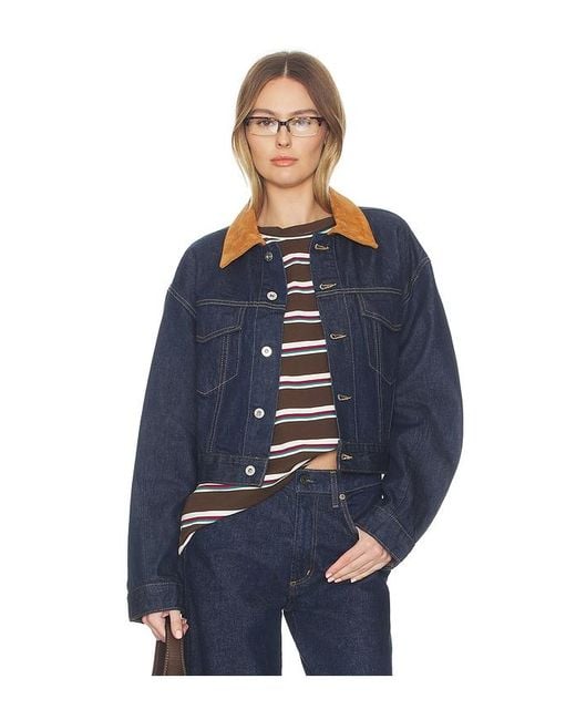 SLVRLAKE Denim Blue Kira Curve Sleeve Trucker