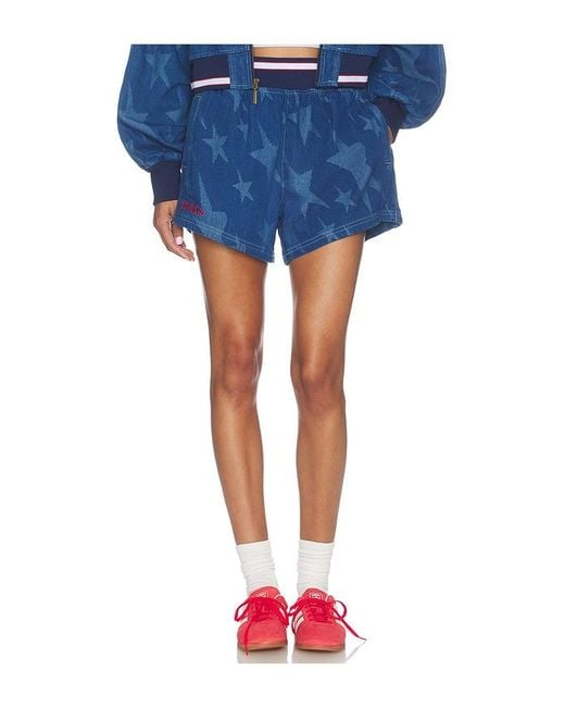 Adidas Originals Blue Denim Graphic Varsity Shorts