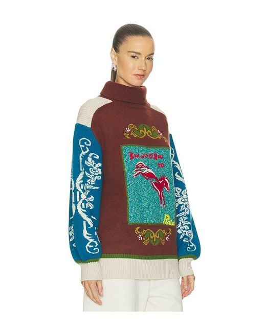 ALÉMAIS Blue Lasso Patchwork Knit Sweater
