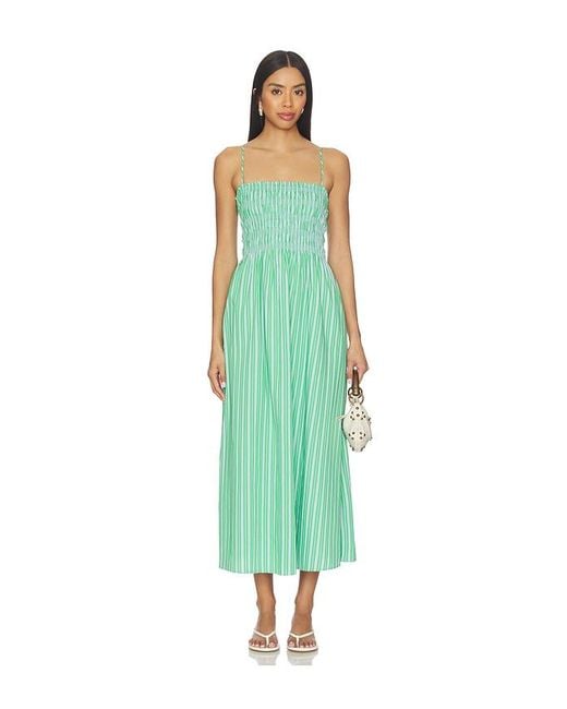 Pistola Green Bianca Shirred Bodice Dress