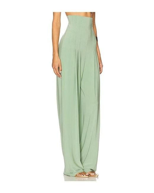 Norma Kamali Green High Waist Tailored Pleat Pant