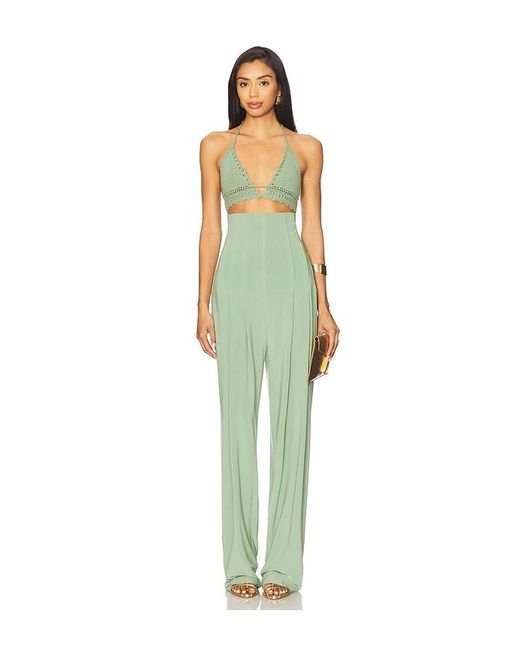Norma Kamali Green High Waist Tailored Pleat Pant
