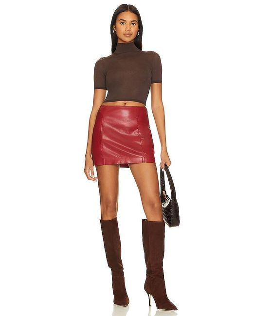 House of Harlow 1960 Red X Revolve Bordeaux Faux Leather Mini Skirt