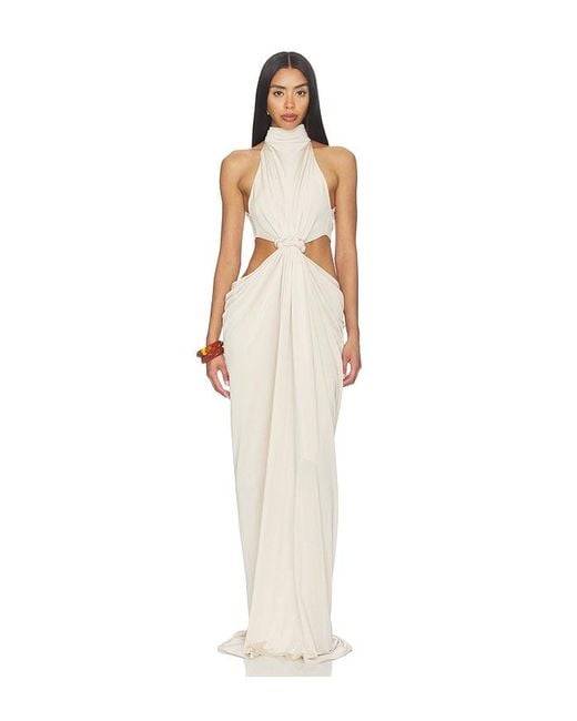 AWAVE Studio White Halter Neck Cut Out Long Dress