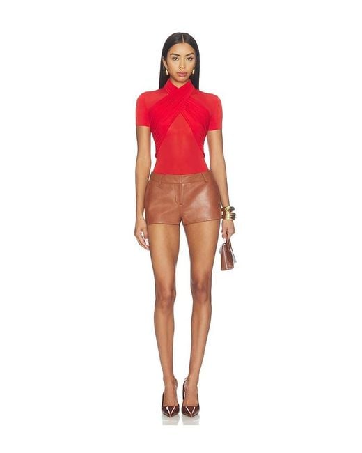 FRANÃOISE Red Odessa Short Sleeve Top