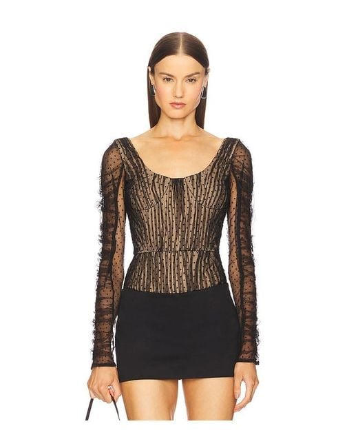 Prabal Gurung Black Long Sleeve Bodysuit