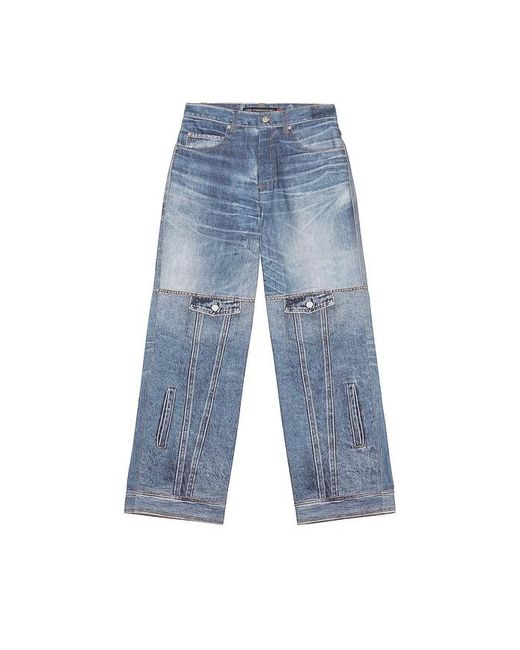 ANDERSSON BELL Blue Custom-Like Printed Denim Pants for men