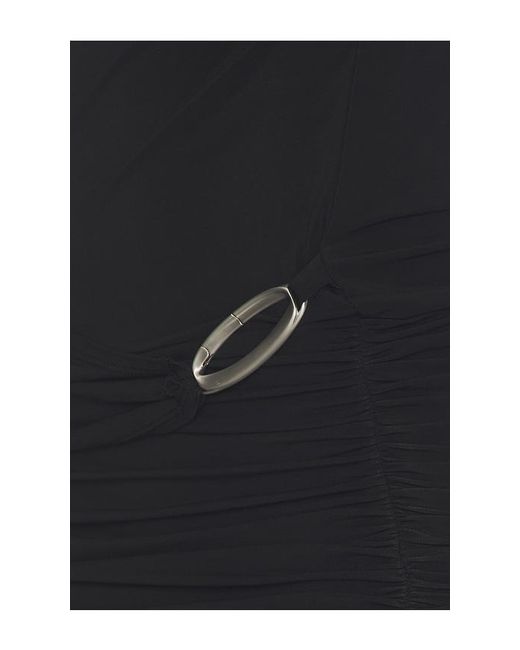 HAELO Black Asymmetric Cowl Mini Dress