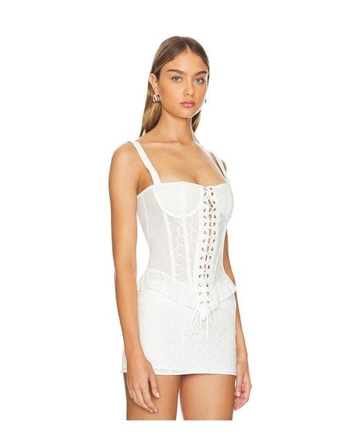 Lioness White Prophecy Tie Up Corset
