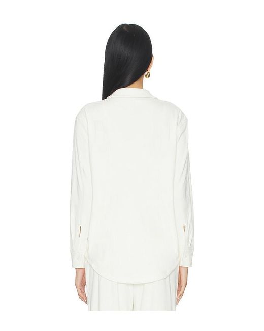 Beyond Yoga White Breathe Easy Corduroy Button Front Shirt