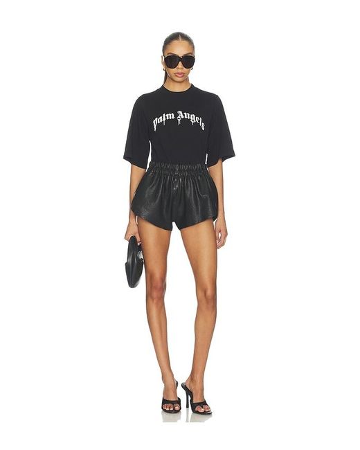 Palm Angels Black Curved Logo Boxy Tee