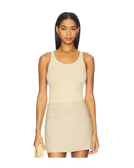 Enza Costa Natural Military Rib Slim Tank Top