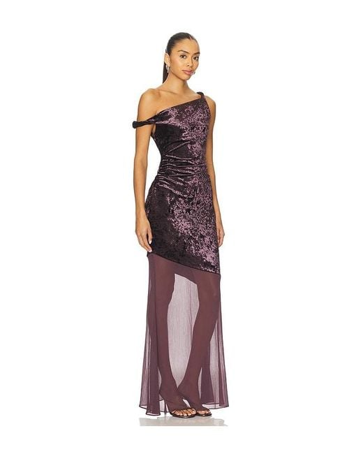 Line & Dot Red Taron Mix-Media Maxi Dress