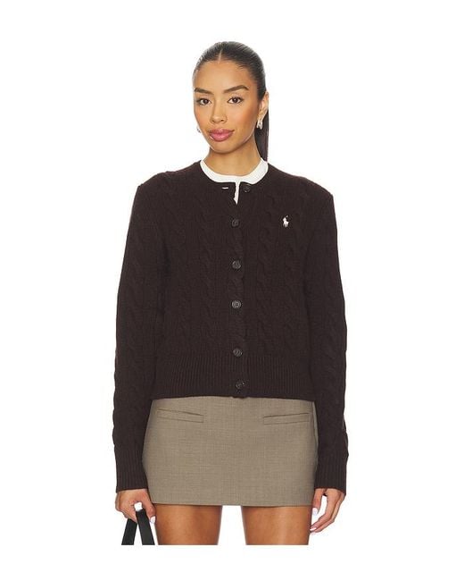 Cable Knit Wool Cashmere Cardigan Polo Ralph Lauren de color Black