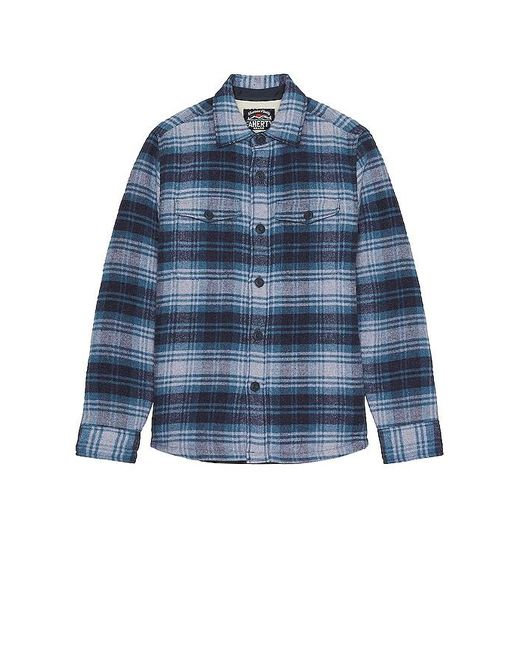 Faherty Brand Blue High Pile Fleece Lined Wool Shirt for men