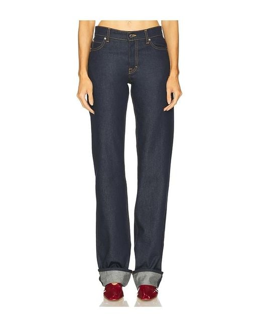 GRLFRND Blue Graham Low Rise Straight Cuffed