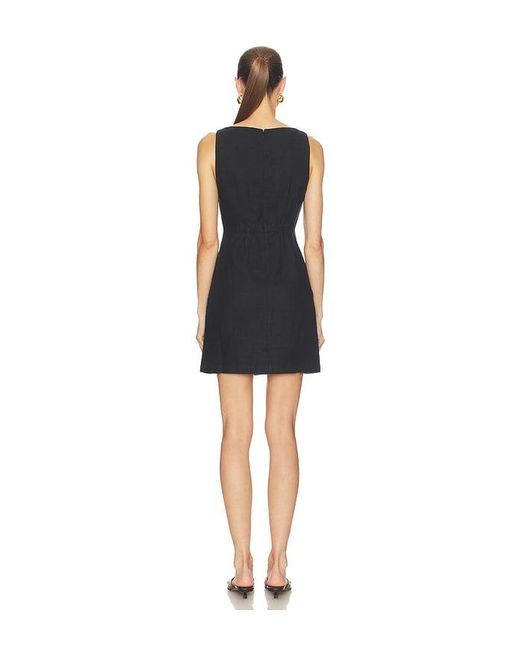 Madewell Black Boat Neck Linen Mini Dress