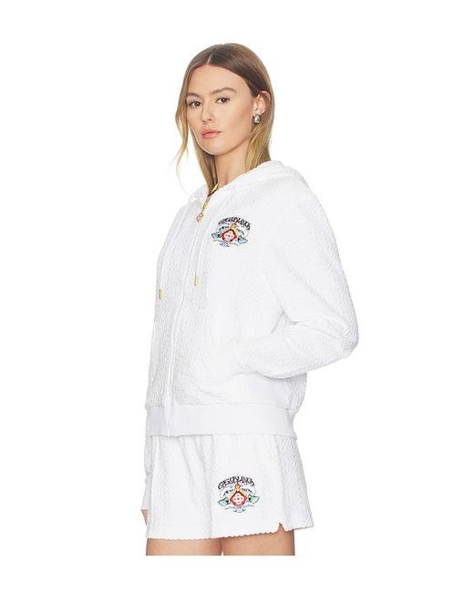 Casablanca White Waves Monogram Towelling Zip-Up Hoodie
