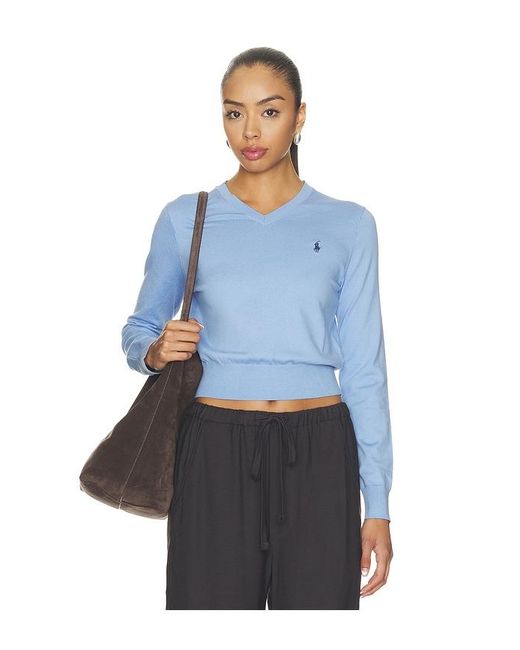 Polo Ralph Lauren Blue Cotton Long Sleeve Crew Neck Pullover Sweater