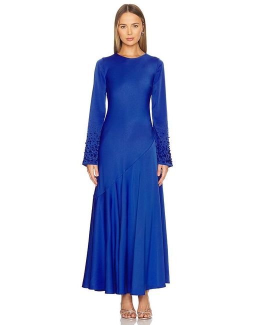 Aje. Blue Weylyn Sequin Cuff Maxi Dress