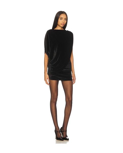 MORE TO COME Black Annmarie Velvet Mini Dress
