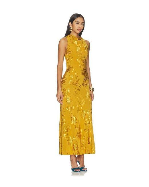 Hemant & Nandita Yellow Cowl Midi Dress
