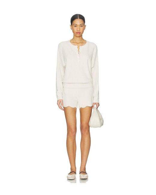 Barefoot Dreams White Cozychic Ultra Lite Scallop Short