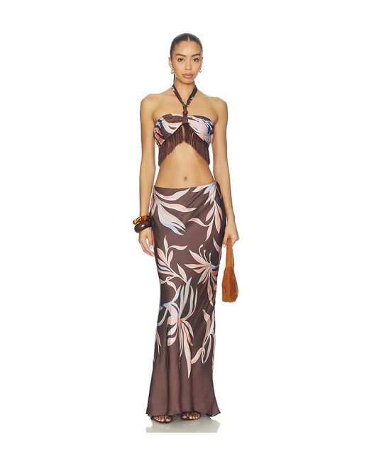 Rococo Sand Brown Floral Maxi Skirt